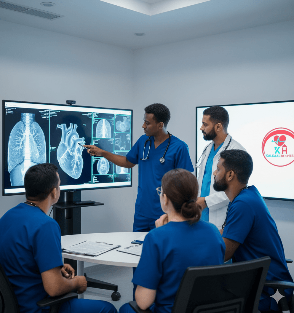 Cardiovascular team reviewing patient imaging