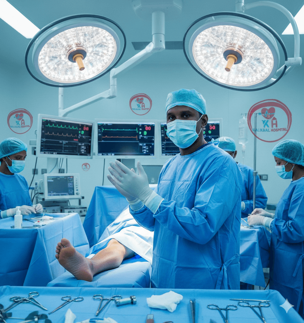 Modern operating room with cardiothoracic team